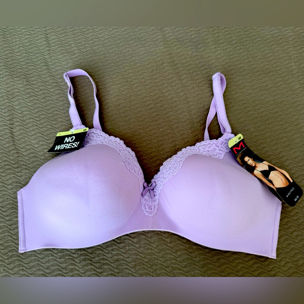 NWT Maidenform Wirefree 38B bra lace lilac lavender purple padded comfort 💜
